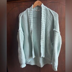 Moth size S Cozy Open-Front Chunky Knit Sweater Cardigan - Light Mint